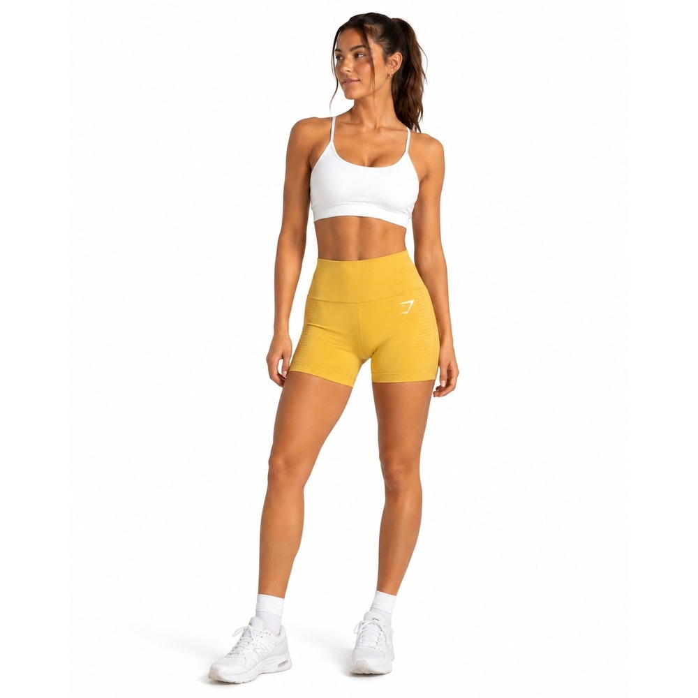 Gymshark Vital Seamless 2.0 Shorts Womens Small Yellow High Rise Gymcore Fitness